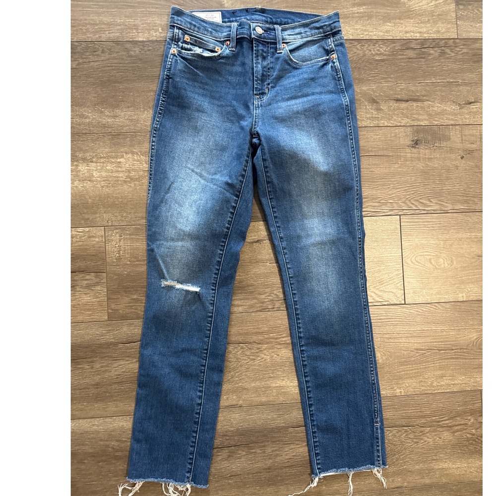 GAP Womens Vintage‎ Slim Mid Rise Ankle Jeans Size 27/4 Long Distressed Blue